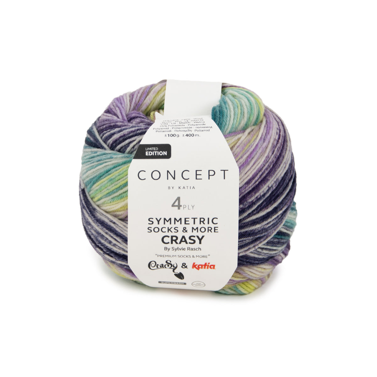 Symmetric Socks & More Crazy – sockgarn i ull, 100 g