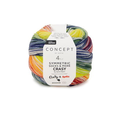 Symmetric Socks & More Crazy – sockgarn i ull, 100 g