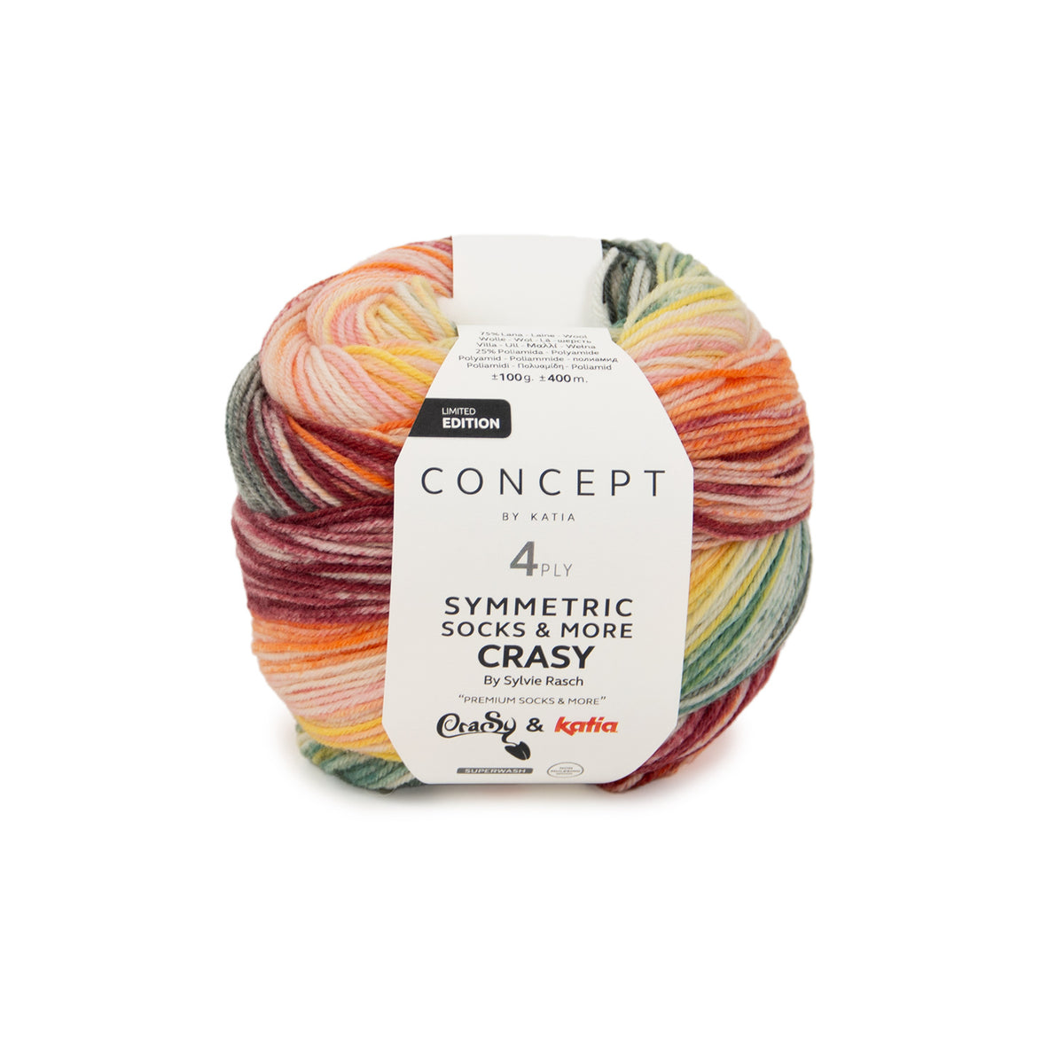 Symmetric Socks & More Crazy – sockgarn i ull, 100 g