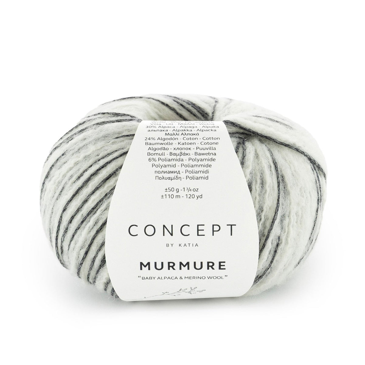 MURMURE 40% ull, 30% baby alpacka, 24% ekologisk bomull & 6% polyamid